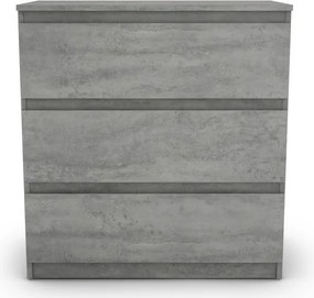 Zásuvková komoda Carlos 753S, šedý beton, výška 80 cm