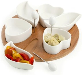 Sada 6 servírovacích misiek s bambusovým podnosom a napichovadlom Brandani Hors