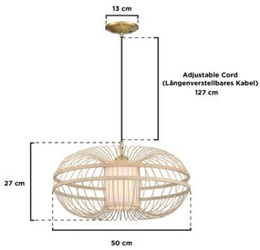 Westinghouse 61255 - Luster na lanku TULCEA 1xE27/60W/230V bambus
