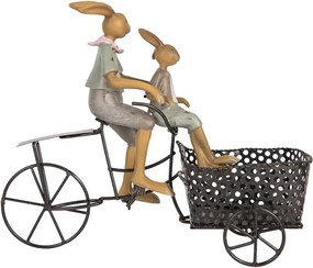Dekorácia králiky na bicykli s košíkom - 28*12*23 cm