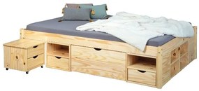 Inter Link Funkčná posteľ s 2 integrovanými nočnými stolíkmi (Claas – prírodná, 160 x 200 cm)  (100180021)