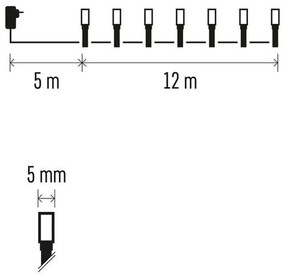 EMOS LED vianočný reťaz 12m, vnútorné i vonkajšie, teplá bielá, programy D4AW09