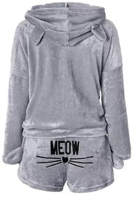 Verk 24556 Chlpaté dámske pyžamo MEOW veľ. M, šedá