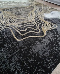 HU Čierny-hnedo-biely moderný koberec Artiste 25419A-Hnedoseda Rozmer: 200x290 cm