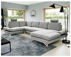 Rozkladacia rohová čalúnená sedacia súprava s úložným priestorom v tvare U AVESTA sivá