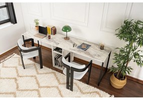 Písací stôl Twin Study Desk - Freesia Marble, Black