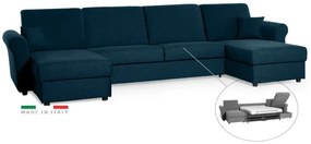 Sedacia súprava na každodenné spanie SAVONA U - rozkladacia, tm. modrá (penelope 27), 140