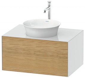 DURAVIT White Tulip závesná skrinka pod umývadlo na dosku, 1 zásuvka, 800 x 550 x 408 mm, dub prírodný masív/biela vysoký lesk, WT49750H585