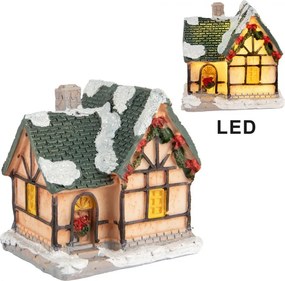 Dekorácia malinký svietiaci béžový domček Manon LED - 6*5*6 cm