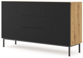 Komoda 2D3S 150 Rowanna (dub artisan + čierna). Akcia -20%. Vlastná spoľahlivá doprava až k Vám domov. 1125007