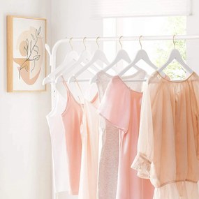 Drevené vešiaky na šaty, sada 20 ks, farba biela a rosegold