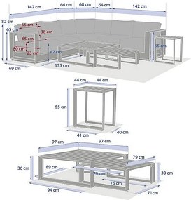 Hliníková zostava pre 6 osôb MADRID (cappuccino)
