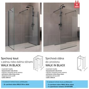 Mereo Mereo, Sprchová stena WALK IN, Novea, black ALU, sklo Číre, MER-CK10607HB