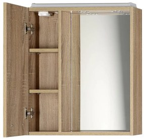 Aqualine, ZOJA/KERAMIA FRESH galérka s LED osvetlením 60x60x14cm, ľavá,dub platin, 45027