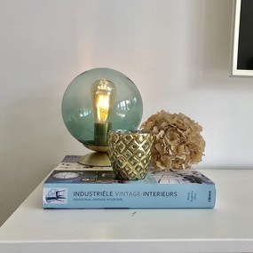 Stolná lampa v štýle Art Deco mosadz so zeleným sklom - Pallon