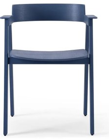 Modrá jedálenská stolička s podrúčkami z dubového dreva Flip – Gazzda