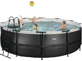 Nadzemný bazén rámový EXIT Black Leather Style ø450 x 122 cm dizajn kože s pieskovou filtráciou a rebríkom čierny