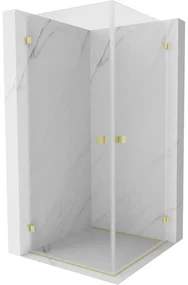 Mexen Lunar-B Duo, výklopný sprchový kút 90 x 90 cm, 8mm číre sklo, zlatý matný profil, 832-090L-090P-55-00