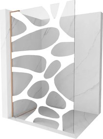Mexen Kioto L, sprchová zástena Walk-In 100 x 200 cm, 8mm číre sklo biely vzor, medený matný profil, 800-100-103-65-85