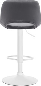 Barová stolička Camden - zamat, biely rám Tmavo sivá