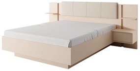 Manželská posteľ 160 cm s nočnými stolíkmi Danton K (s úložným priestorom) (bez matraca a roštu) (béžová). Akcia -20%. Vlastná spoľahlivá doprava až k Vám domov. 1071334