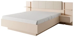 Manželská posteľ 160 cm s nočnými stolíkmi Danton K (s úložným priestorom) (bez matraca a roštu) (béžová). Akcia -20%. Vlastná spoľahlivá doprava až k Vám domov. 1071334
