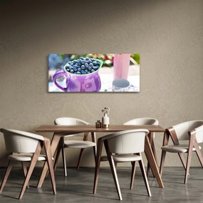 Obraz - čučoriedky v hrnčeku (120x50 cm)