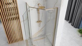Päťuholníkový sprchovací kút REA DIAMOND 100x100 cm, zlatý/transparent - bez vaničky