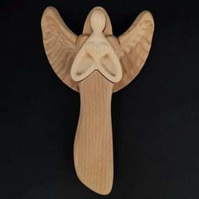 AMADEA Drevený anjel so srdcom, masívne drevo, 22x15x2 cm