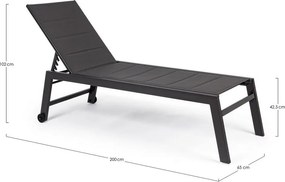 Antracitové kovové záhradné ležadlo Hilde – Bizzotto