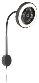 Nástenný ventilátor čierny vrátane LED 2700K - Dores