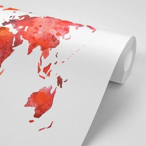Samolepiaca tapeta kontinenty v červenej farbe - 300x200