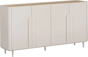 Komoda Amilio 200 cm štvordverová na nožičkách - kašmír / olejovaný dub / úchytky kašmír