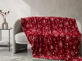 Červená vianočná mikroplyšová baránková deka SNOWFALL Rozmer: 150 x 200 cm