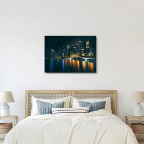 Sklenený obraz nočného Singapuru (70x50 cm)