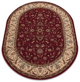 Vlnený oválny koberec OMEGA ARIES Kvety, rubínovo - červený