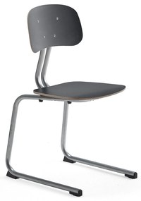 Školská stolička YNGVE, podnož s klzákmi, strieborná, antracit, V 460 mm