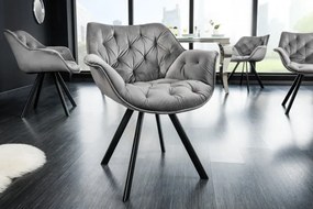 Stolička The Dutch Comfort zamatovo šedá lakťová opierka
