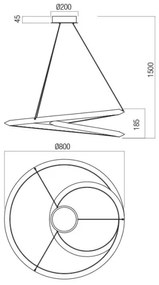 Redo 01-3377 - LED stmievateľný luster na lanku STORM LED/60W/230V zlatý
