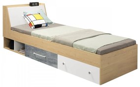 Detská posteľ Brikuf BI11 L/P, Farba:: dub / biela + betón