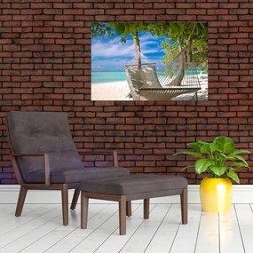 Obraz - Hojdacia sieť na pláži (90x60 cm)