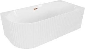 Mexen Gia voľne stojaca rohová vaňa 170x80 cm, biely lesk, ružové zlato