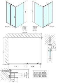 Polysan Polysan, Easy Line obdĺžniková sprchová zástena 1200x900mm L/P varianta, EL1215EL3315