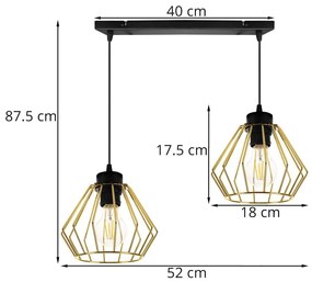 Závesné svietidlo NUVOLA 1, 2x zlaté drôtené tienidlo