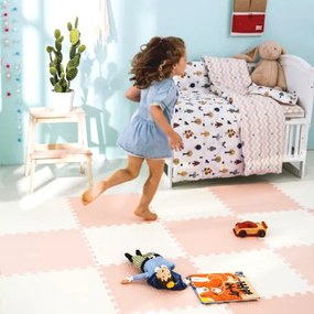 Ricokids veľká penová podložka na puzzle 60x60 cm 4 ks broskyňová a biela