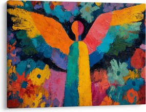 Obraz - Abstraktný anjel s kvetmi (70x50 cm)