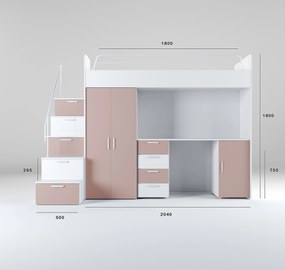 Detská posteľ Ruby IV S (biela + antická ružová) (s roštami). Vlastná spoľahlivá doprava až k Vám domov. 1121242