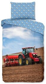 Modré flanelové detské obliečky na jednolôžko 140x200 cm Tractor – Good Morning