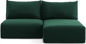 Tmavozelená zamatová rozkladacia/s úložným priestorom rohová pohovka (pravý roh/s leňoškou) Kalena – Makamii