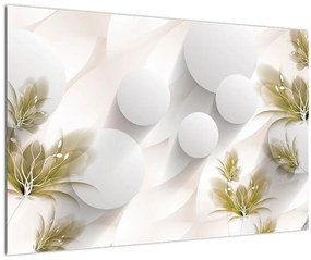 Obraz - 3D kruhy s kvetinami (90x60 cm)